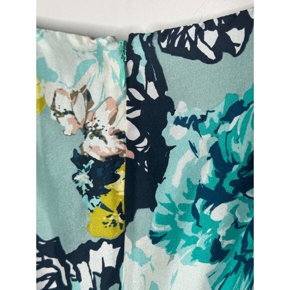 J.Crew Fit and Flare Dress Women's 0 teal Floral Print Sleeveless - Picture 5 of 8